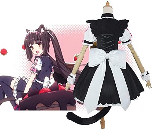 ZYOONG Nekopara - Vestido de cosplay de anime para niña de gato y sirviente, vestido de Lolita de vainilla Chocola, disfraz (color: rosa, talla mediana) (color: rosa, talla S)