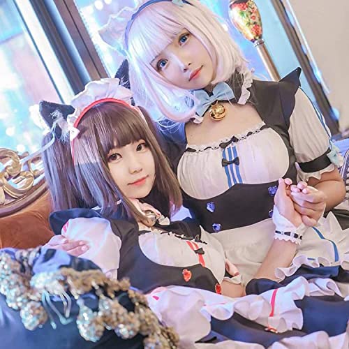 ZYOONG Nekopara - Vestido de cosplay de anime para niña de gato y sirviente, vestido de Lolita de vainilla Chocola, disfraz (color: rosa, talla mediana) (color: rosa, talla S)