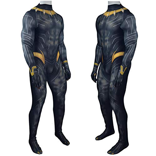 ZYZQ Black Panther Fancy Dress Jumpsuit de Halloween Escenario Performance Disfraz Props Spiderman Cosplay Superhéroe Body Movies Theme Party Medias,Black-Men~S(155~160cm)