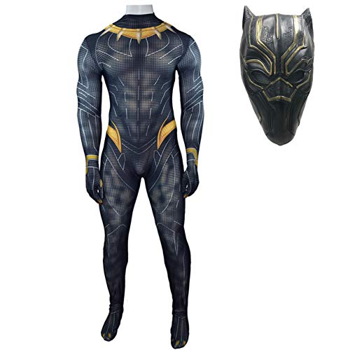 ZYZQ Black Panther Fancy Dress Jumpsuit de Halloween Escenario Performance Disfraz Props Spiderman Cosplay Superhéroe Body Movies Theme Party Medias,Black-Men~S(155~160cm)