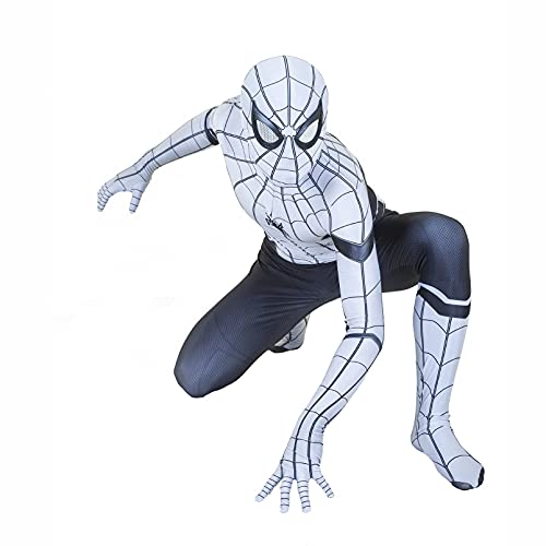 ZYZQ Body Spiderman Body Sumpsuit Movie Homecoming Superhéroe Cosplay Disfraces 3D Elastic Dress Onesies Halloween Carnival Rendimiento Props Barment,White-Men~XXXL(180~185cm)