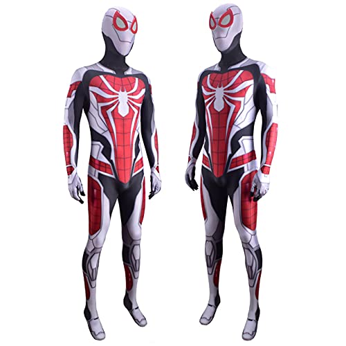 ZYZQ Peter Parker Spiderman Disfraces superhéroe PS5 Spider-Man Body Halloween Carnival Cosplay Medias Onesies Masquerade Movie Fans Party Fancy Dress Props,White-Men~S(155~160cm)