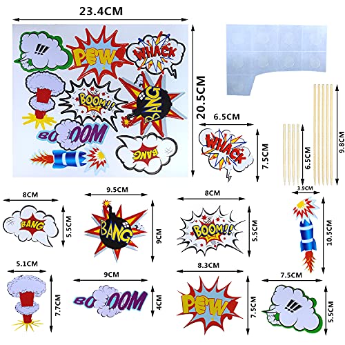 9 Piezas Decoracion Tartas Infantiles, Happy Birthday Cake Topper, Topper Tarta Cumpleaños para Chico Niña,Cohete bomba nube whick boom paw bang Decoración Tarta Cumpleaños Cupcakes