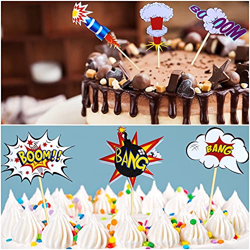 9 Piezas Decoracion Tartas Infantiles, Happy Birthday Cake Topper, Topper Tarta Cumpleaños para Chico Niña,Cohete bomba nube whick boom paw bang Decoración Tarta Cumpleaños Cupcakes