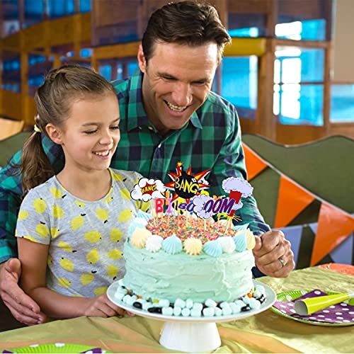 9 Piezas Decoracion Tartas Infantiles, Happy Birthday Cake Topper, Topper Tarta Cumpleaños para Chico Niña,Cohete bomba nube whick boom paw bang Decoración Tarta Cumpleaños Cupcakes