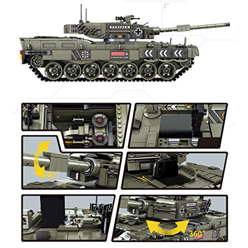 ALLESOK Kit de construcción de tanques militares, 1747 piezas WW2 German Leopard 2 juego de construcción de tanques militares para niños y adultos, bloques de construcción compatibles con Lego Technic