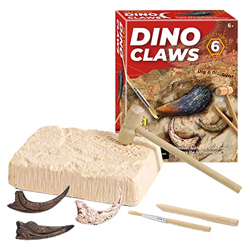 aniceday Kit de excavación de Garras de Dinosaurio Kit de arqueología de Dinosaurios para excavar para niños Juego Interactivo de Juguetes de excavación de fósiles de Dinosaurios con Herramientas