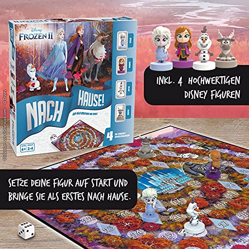 ASS Spielkartenfabrik Frozen Reina de Hielo 2 – a casa – El Juego de Dados Alrededor de la Carrera hacia el Objetivo con Elsa, Anna, Olaf y Sven como Figuras de Disney detalladas (22501062)