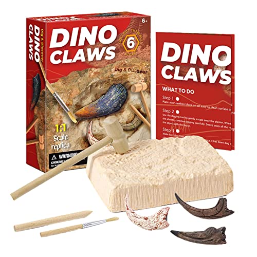 Aznever Kit de excavación de Garras de Dinosaurio Kit de arqueología de Dinosaurios para excavar para niños Juego Interactivo de Juguetes de excavación de fósiles de Dinosaurios con Herramientas