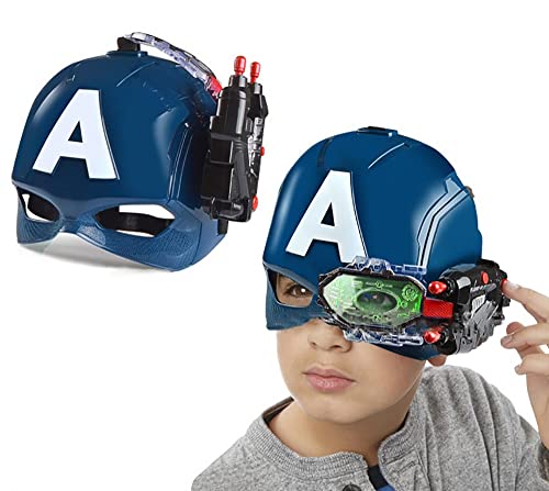 BASMPP Marvel Avengers Capitán América Máscara De Lanzamiento, con Lentes Luminosas, Puede Lanzar Balas Suaves, Accesorios De Juego De Disfraces De Marvel Legendary Captain America