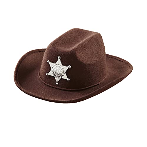 BROWN COWBOY HAT W/SHERIFF STAR - CHILD SIZE , color/modelo surtido