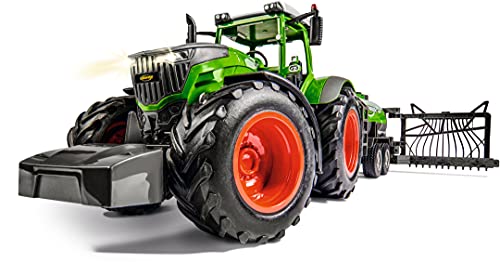 Carson 500907344 Tractor RC con Cisterna 1:16-Vehículo teledirigido, vehículo agrícola para niños Mayores de 8 años, Apto para Uso en Exteriores, Incluye Pilas y Mando a Distancia, Verde