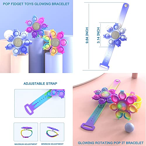 Chrase Pop it Watch Spinner Band Light up Fidget Toy para niños y niñas Bubble Popping Autismo Sensorial Juguetes Antiestrés Juguetes de Silicona Ajustable Pop Its Fidget Pulsera (Purple)