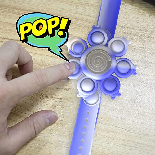 Chrase Pop it Watch Spinner Band Light up Fidget Toy para niños y niñas Bubble Popping Autismo Sensorial Juguetes Antiestrés Juguetes de Silicona Ajustable Pop Its Fidget Pulsera (Purple)