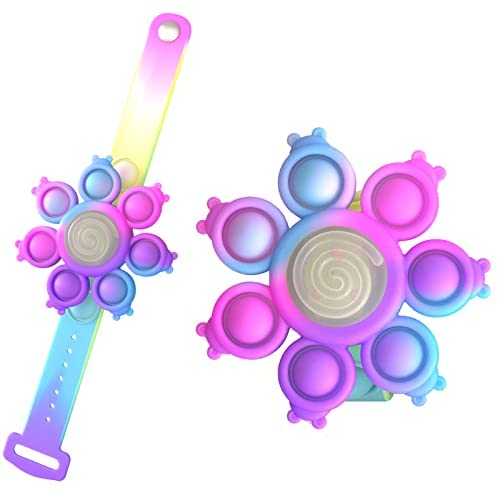 Chrase Pop it Watch Spinner Band Light up Fidget Toy para niños y niñas Bubble Popping Autismo Sensorial Juguetes Antiestrés Juguetes de Silicona Ajustable Pop Its Fidget Pulsera (Purple)