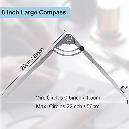 Compas de Puntas, Grande Compás Escolar Divisor de ala de Marcado Brújula Profesional con ala y Portalápices, Compas Carpintero Scratch Compass Medidor de Distancia Cuero Herramienta De Dibujo (20 cm)