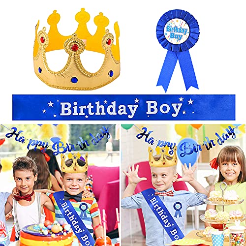 Corona de Rey Niños, Sombrero de Fiesta de Cumpleaños, 3juego Princesa Tiara Diadema Accesorios de Disfraz Favores de Fiesta de Oro QSXX Fiesta Accesorio Insignia feliz Cumpleaños