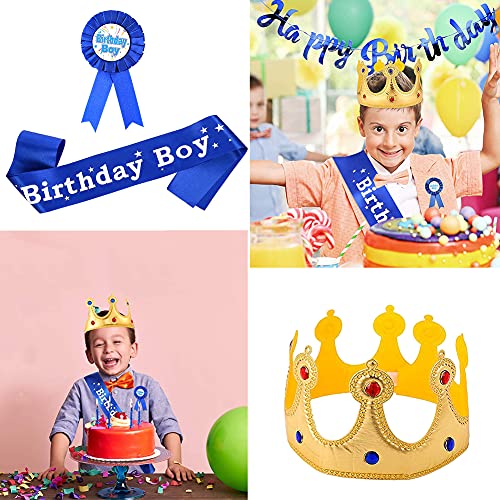 Corona de Rey Niños, Sombrero de Fiesta de Cumpleaños, 3juego Princesa Tiara Diadema Accesorios de Disfraz Favores de Fiesta de Oro QSXX Fiesta Accesorio Insignia feliz Cumpleaños