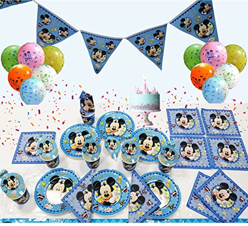 Decoraciones De CumpleañOs De Mickey, 40 Piezas De Vajilla De CumpleañOs De Mickey, Decoraciones De CumpleañOs Para NiñOs, Vajillas, Platos, Servilletas, Vasos De Papel, Pancartas Y Globos De Mickey