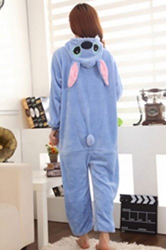 Emmarcon - Disfraz de carnaval halloween pijama cálido de animales kigurumi cosplay zoológico onesies S/altezza 149-159cm,max 60kg Stitch azzurro