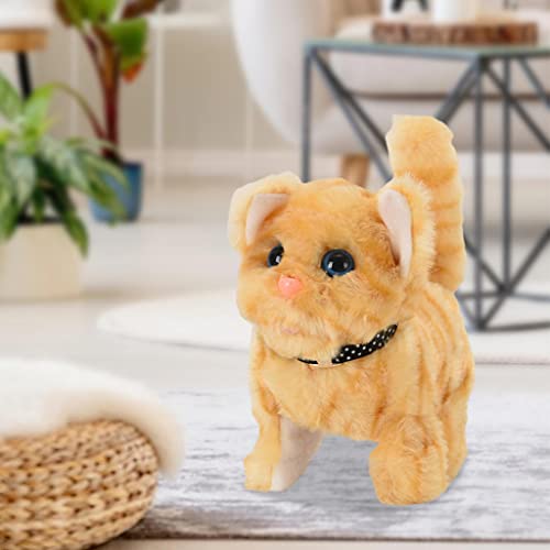 F Fityle Felpa electrónica para Mascotas, Gatos, Figuras educativas, Aprendizaje temprano, Peluches, Juguete para Caminar para niños, Juguetes, Regalos de - Amarillo