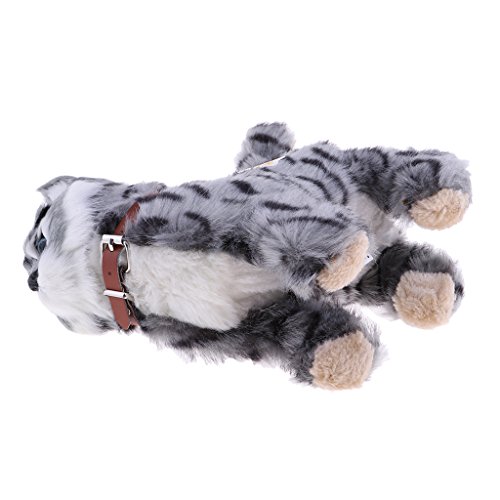 F Fityle Juguete de Gato de Peluche Suave Realista, Gato Que Camina, Maullido, Gato Electrónico, Juguete para Niños - Gris