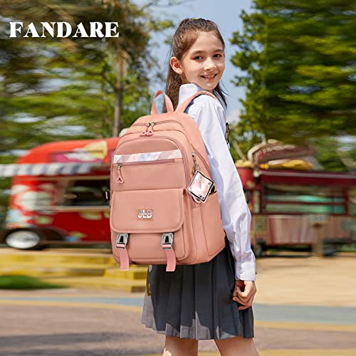 FANDARE Mochilas Infantiles Mochilas Escolares Juveniles Mochilas Escolares para Estudiante de Primaria y Secundaria niños niñas Viaje Hiking Daypacks Impermeable Nylon Rosado