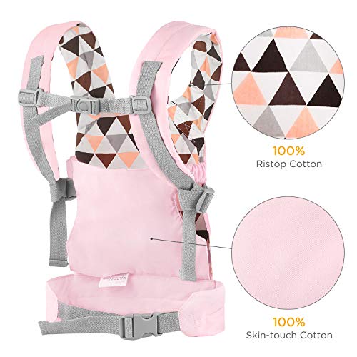 GAGAKU Muñeca Transporte Doll Carrier Delantera y Trasera de Bebé de Algodón para Niños de hasta 18 Meses