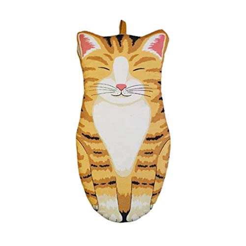 Greatangle-UK Patas de Gato de Dibujos Animados en 3D Guantes de Horno Guantes Largos de algodón para Hornear Aislamiento microondas Resistentes al Calor Guantes Antideslizantes Naranja