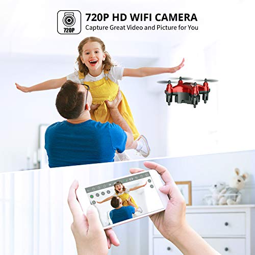 Holyton HT02 Mini Drone con cámara FPV 720P para niños principiantes, RC plegable Nano Quadcopter con control de aplicaciones, control de gestos, Sensor de gravedad, juguetes para niños y niñas