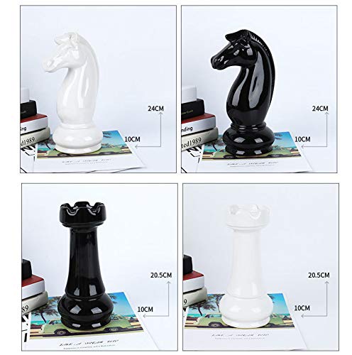 Hwydo Juego de figuras de ajedrez de cerámica única para decoración de mesa, 6 unidades, color negro