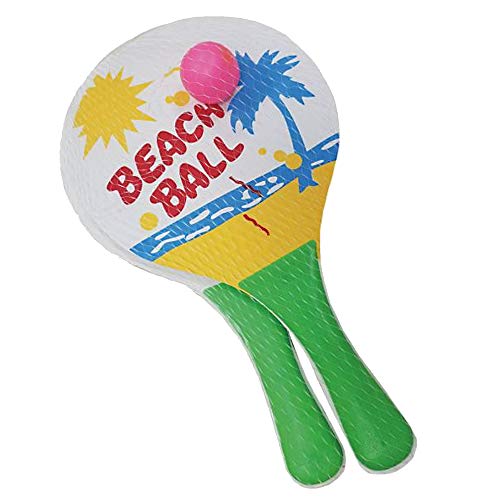 Idena 7408448 – Beach Ball Set de 2 Raquetas y 1 Pelota de Madera