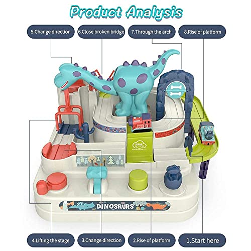 Juguetes de Pista de Coches para Niños - Dinosaurio Aventura de Carreras |Interactivos Juego de Vehículos Regalos para Niños & Niñas