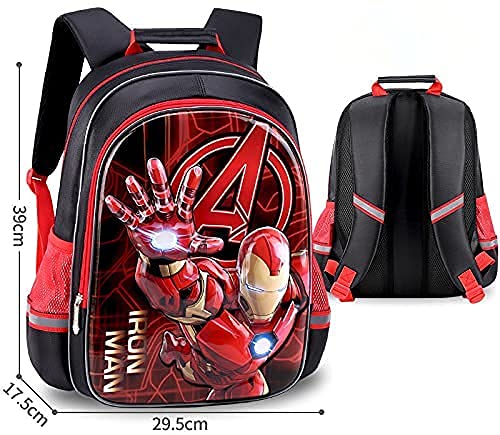 Lily&her Friends - Mochila escolar para niños, diseño de cómic, Capitán América, Spiderman, Ironman, mochila para escuela primaria, estudiante adolescente, Marvel Kids Vengadores - Ironman