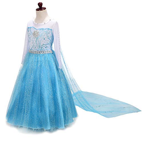 Lito Angels Disfraz de Princesa Elsa Reina de Nieve Vestido de Reino del Hielo con capa para Niñas Pequeñas, Talla 2 años, F