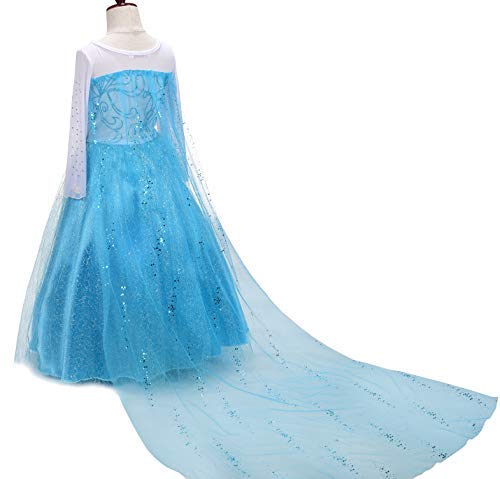 Lito Angels Disfraz de Princesa Elsa Reina de Nieve Vestido de Reino del Hielo con capa para Niñas Pequeñas, Talla 2 años, F