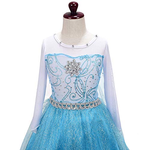 Lito Angels Disfraz de Princesa Elsa Reina de Nieve Vestido de Reino del Hielo con capa para Niñas Pequeñas, Talla 2 años, F