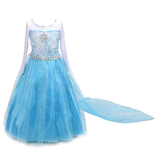 Lito Angels Disfraz de Princesa Elsa Reina de Nieve Vestido de Reino del Hielo con capa para Niñas Pequeñas, Talla 2 años, F