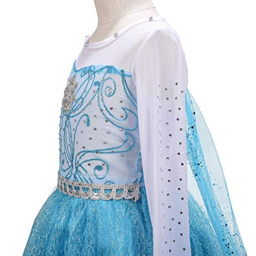 Lito Angels Disfraz de Princesa Elsa Reina de Nieve Vestido de Reino del Hielo con capa para Niñas Pequeñas, Talla 2 años, F