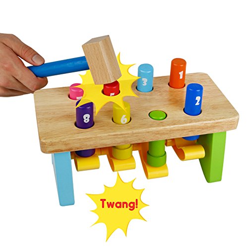 Martillo Juguetes Bebe Niños 1 2 año Montessori Madera Banco de Herramientas Juguete Ocho Colors Clavijas Juego del Número para Niño de 18 Meses Regalo niño 1 2 años