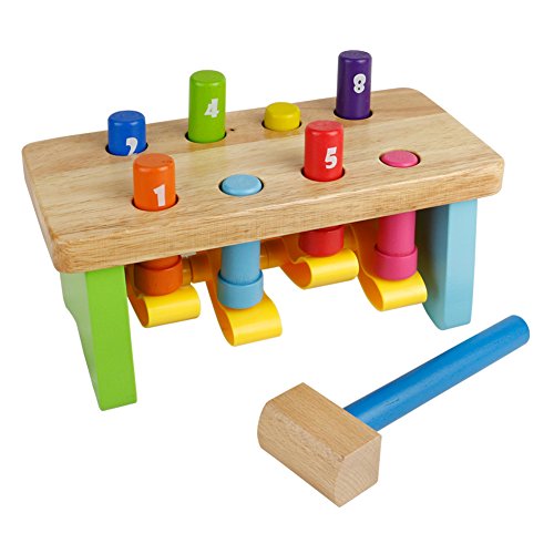 Martillo Juguetes Bebe Niños 1 2 año Montessori Madera Banco de Herramientas Juguete Ocho Colors Clavijas Juego del Número para Niño de 18 Meses Regalo niño 1 2 años