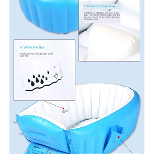 MERIGLARE Bañera Inflable para Bebé, Bañera Plegable, Ducha de Viaje, Piscina para Recién Nacido - Azul