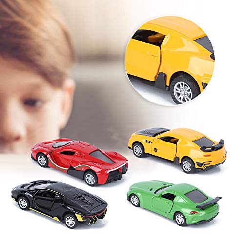 Modelo de Coche de aleación de 4 Piezas, Juego de Deportes vehículo de Juguete con Puertas Que se Pueden Abrir Regalo de cumpleaños de Navidad para niños y niñas