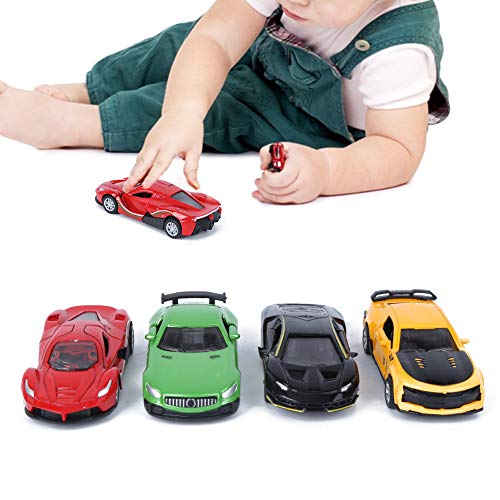 Modelo de Coche de aleación de 4 Piezas, Juego de Deportes vehículo de Juguete con Puertas Que se Pueden Abrir Regalo de cumpleaños de Navidad para niños y niñas