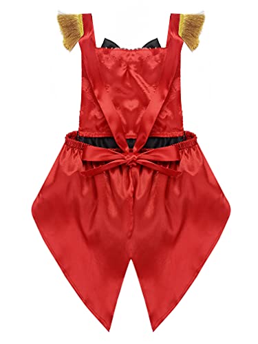 MSemis Disfraz Circo Ringmaster para Bebé Niñas Cosplay Gran Showman Body Bebés Rayado Cola de Lentejuelas Traje Disfraces Fiesta Cosplay Halloween Navidad Rojo B 18-24 Meses