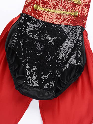 MSemis Disfraz Circo Ringmaster para Bebé Niñas Cosplay Gran Showman Body Bebés Rayado Cola de Lentejuelas Traje Disfraces Fiesta Cosplay Halloween Navidad Rojo B 18-24 Meses