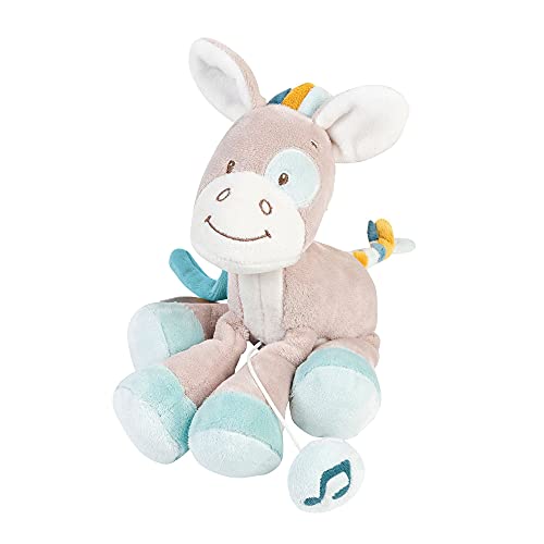 Nattou Sound Toys Mini Peluche Musical Caballo, Canción de Cuna La-Le-Lu, Altura: 20 cm, Tim y Tiloo, Beige, Color (498074)