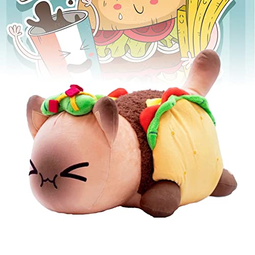 NFSQSR Juguetes de Peluche maullidos,Papas Fritas, Hamburguesas, Pan, sándwich, Donut, Gato, Felpa, Lindo Animal Suave, Felpa, Felpa, Felpa, Almohada para Dormir, Regalos para niños-Burger Cat