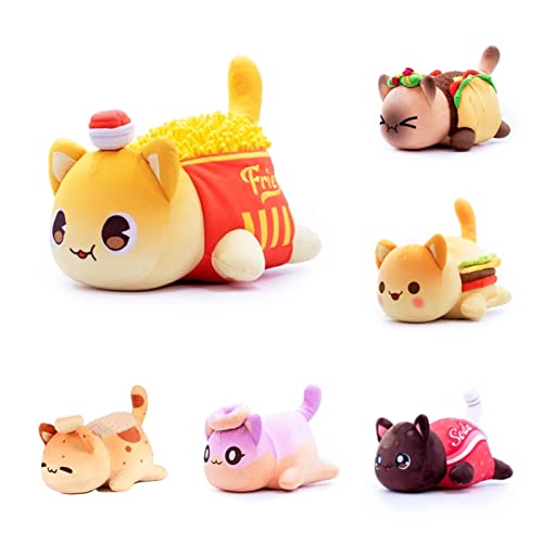 NFSQSR Juguetes de Peluche maullidos,Papas Fritas, Hamburguesas, Pan, sándwich, Donut, Gato, Felpa, Lindo Animal Suave, Felpa, Felpa, Felpa, Almohada para Dormir, Regalos para niños-Burger Cat