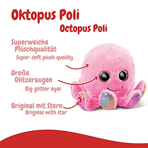 NICI Glubschis: Tierno Pulpo de Juguete Original Poli 22 cm - Juguetes Criaturas Marinas para Amantes de los Peluches, Animal de Relleno Rosa con Grandes Ojos Brillantes para abrazar y Jugar, 46969